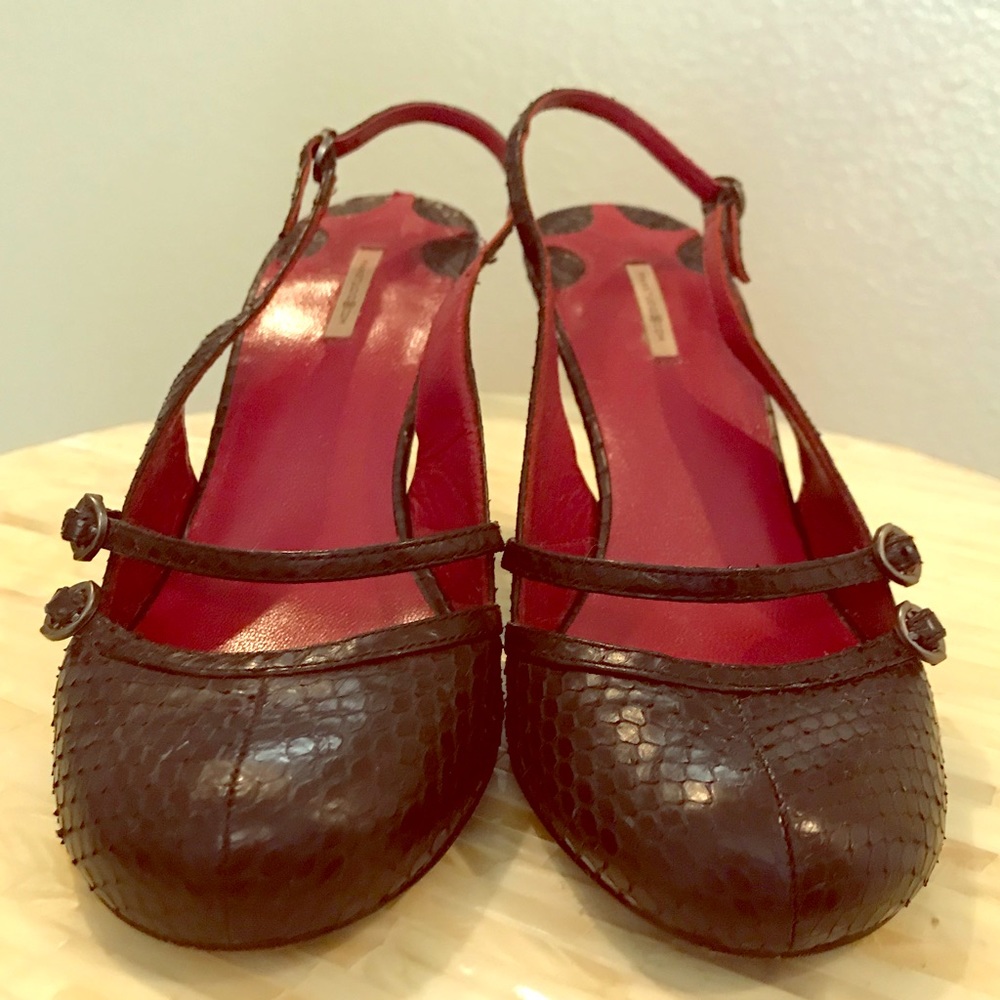 Max Studio Black Alligator Slingback Heels
